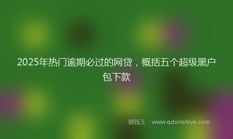 2025年热门逾期必过的网贷，概括五个超级黑户包下款