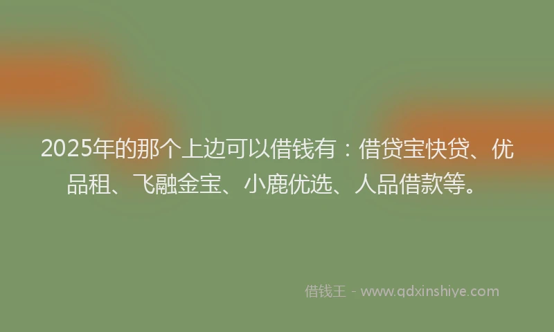 2025年的那个上边可以借钱有：借贷宝快贷、优品租、飞融金宝、小鹿优选、人品借款等。
