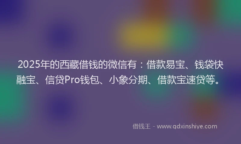 2025年的西藏借钱的微信有：借款易宝、钱袋快融宝、信贷Pro钱包、小象分期、借款宝速贷等。