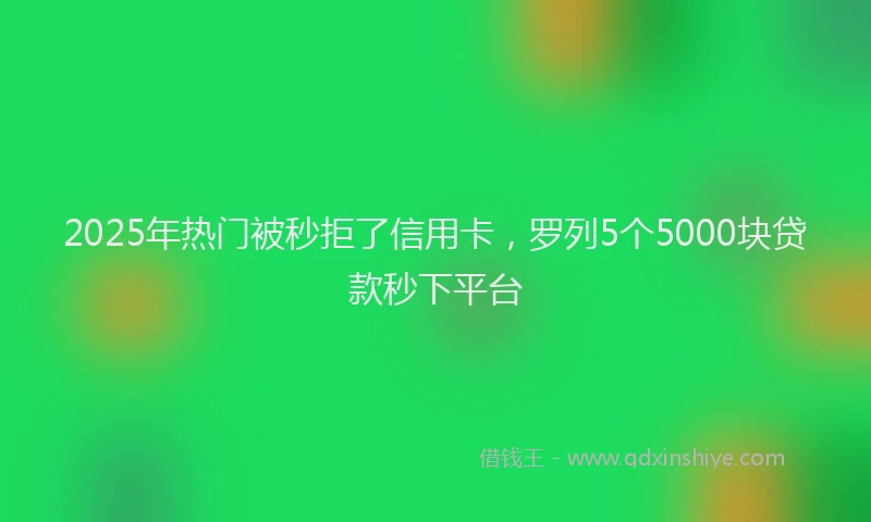2025年热门被秒拒了信用卡，罗列5个5000块贷款秒下平台