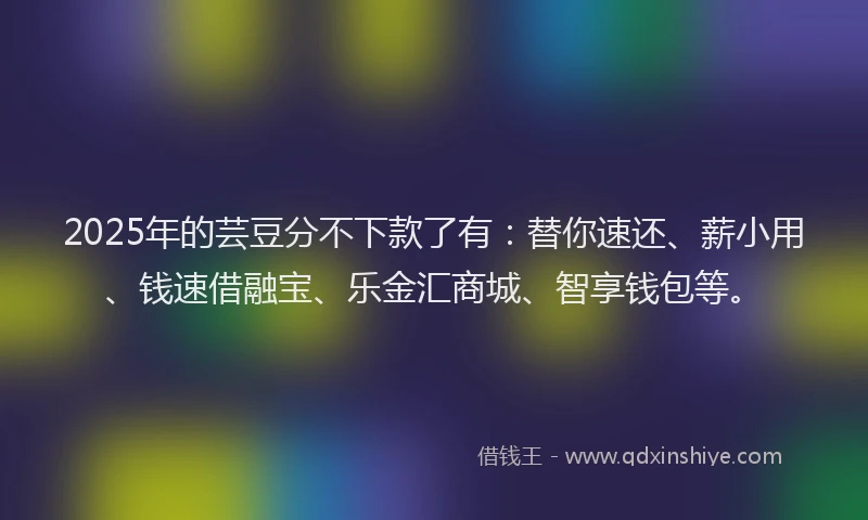 2025年的芸豆分不下款了有:替你速还、薪小用、钱速借融宝、乐金汇商城、智享钱包等。