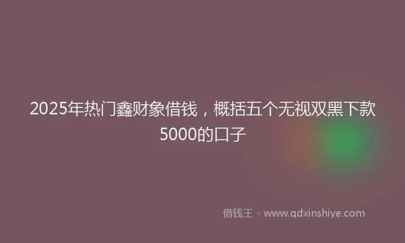 2025年热门鑫财象借钱，概括五个无视双黑下款5000的口子