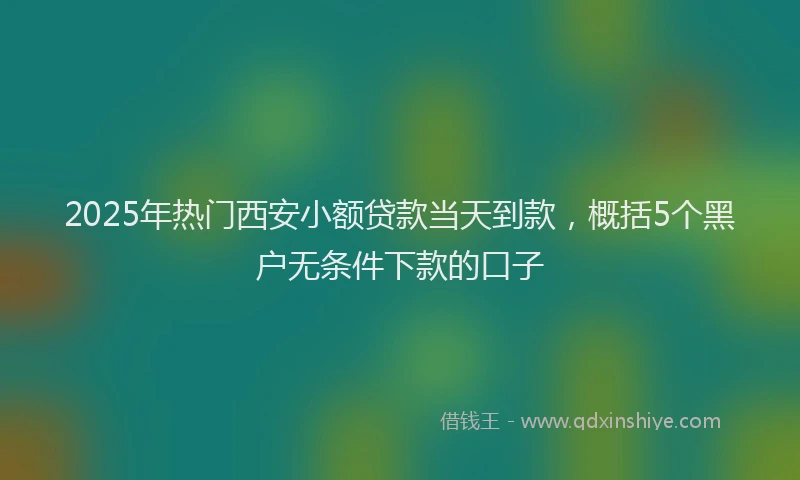 2025年热门西安小额贷款当天到款，概括5个黑户无条件下款的口子