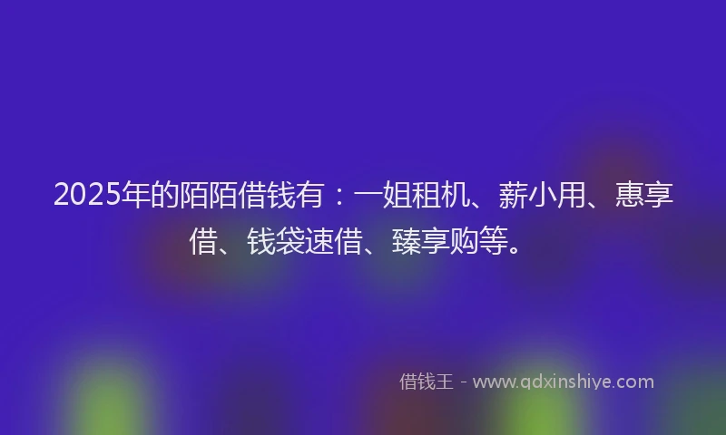 2025年的陌陌借钱有：一姐租机、薪小用、惠享借、钱袋速借、臻享购等。