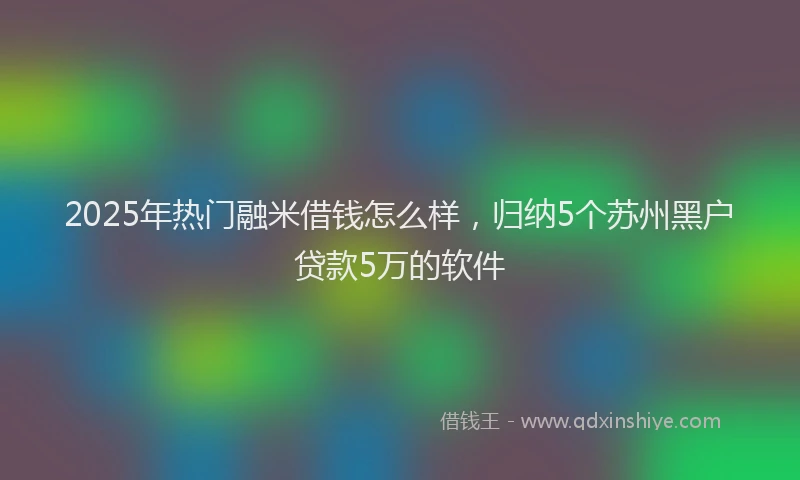 2025年热门融米借钱怎么样，归纳5个苏州黑户贷款5万的软件