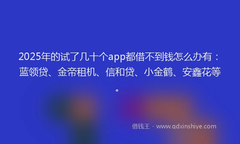 2025年的试了几十个app都借不到钱怎么办有：蓝领贷、金帝租机、信和贷、小金鹤、安鑫花等。