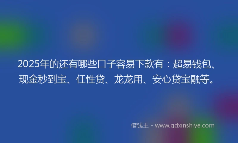 2025年的还有哪些口子容易下款有：超易钱包、现金秒到宝、任性贷、龙龙用、安心贷宝融等。