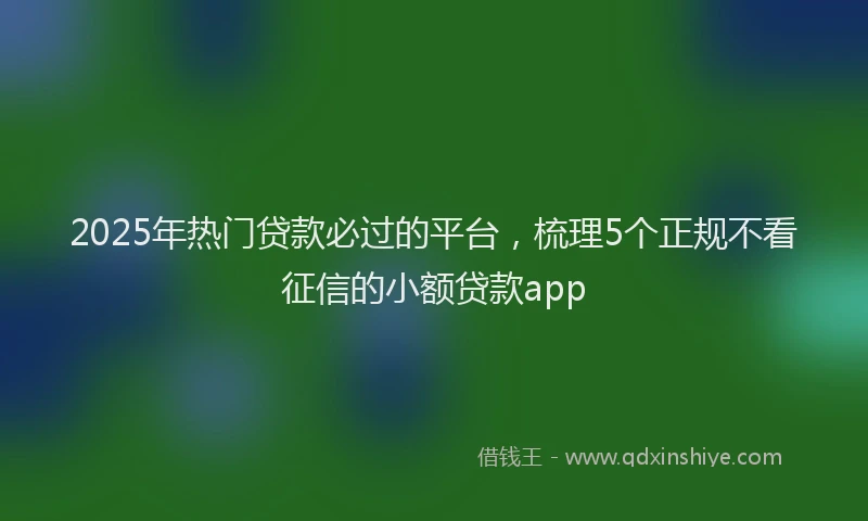 2025年热门贷款必过的平台,梳理5个正规不看征信的小额贷款app