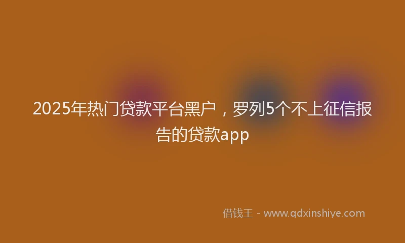 2025年热门贷款平台黑户,罗列5个不上征信报告的贷款app