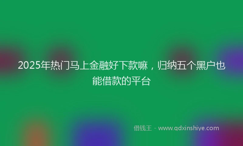 2025年热门马上金融好下款嘛,归纳五个黑户也能借款的平台