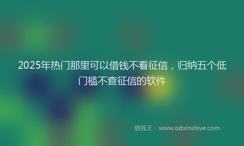 2025年热门那里可以借钱不看征信，归纳五个低门槛不查征信的软件