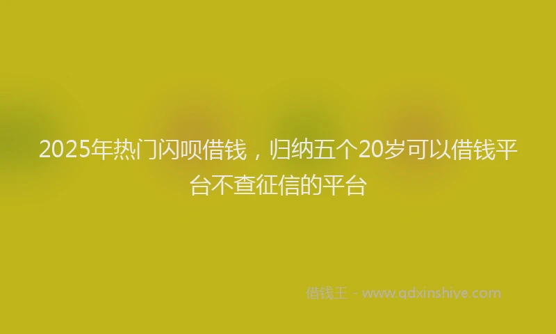 2025年热门闪呗借钱,归纳五个20岁可以借钱平台不查征信的平台