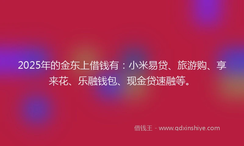 2025年的金东上借钱有:小米易贷、旅游购、享来花、乐融钱包、现金贷速融等。