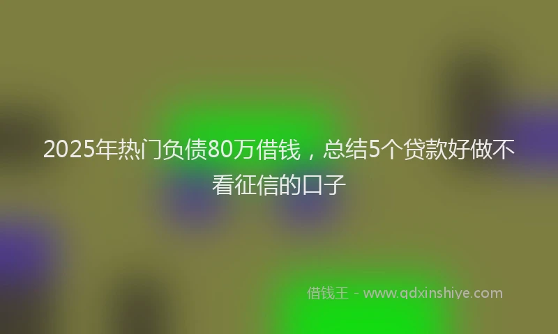 2025年热门负债80万借钱，总结5个贷款好做不看征信的口子