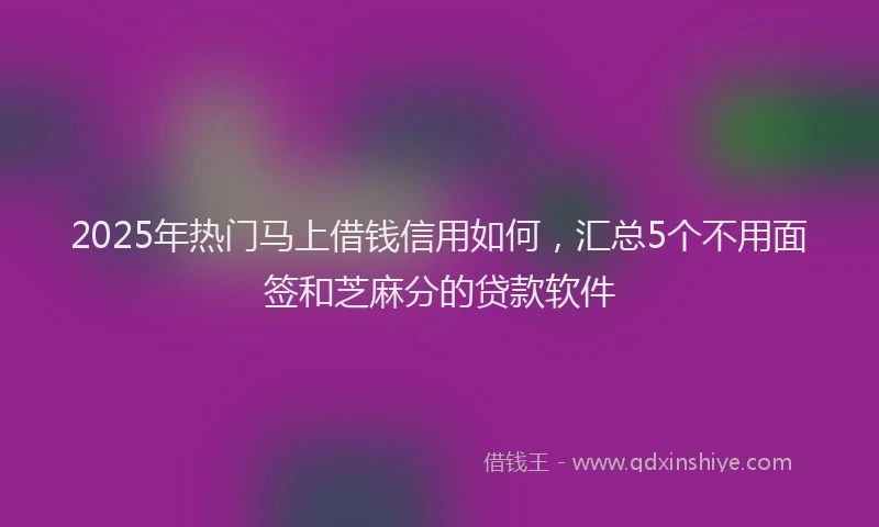 2025年热门马上借钱信用如何，汇总5个不用面签和芝麻分的贷款软件
