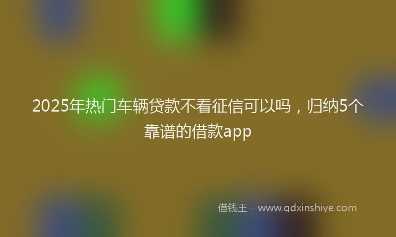 2025年热门车辆贷款不看征信可以吗,归纳5个靠谱的借款app