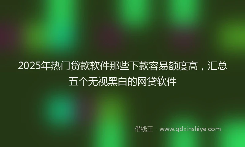 2025年热门贷款软件那些下款容易额度高，汇总五个无视黑白的网贷软件