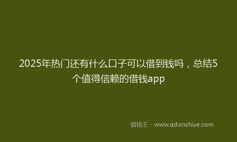 2025年热门还有什么口子可以借到钱吗,总结5个值得信赖的借钱app