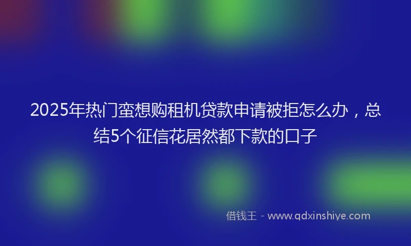 2025年热门蛮想购租机贷款申请被拒怎么办，总结5个征信花居然都下款的口子
