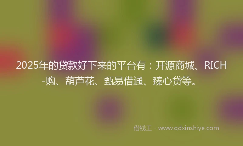 2025年的贷款好下来的平台有:开源商城、RICH-购、葫芦花、甄易借通、臻心贷等。
