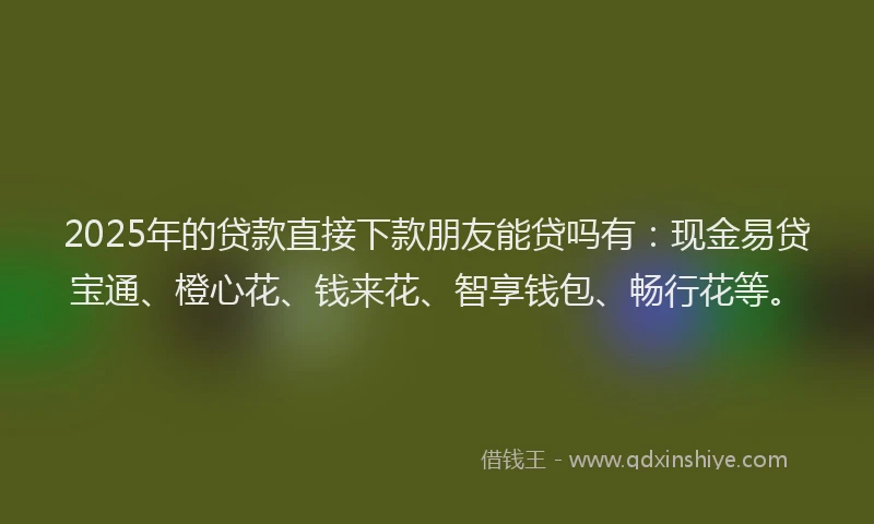 2025年的贷款直接下款朋友能贷吗有:现金易贷宝通、橙心花、钱来花、智享钱包、畅行花等。