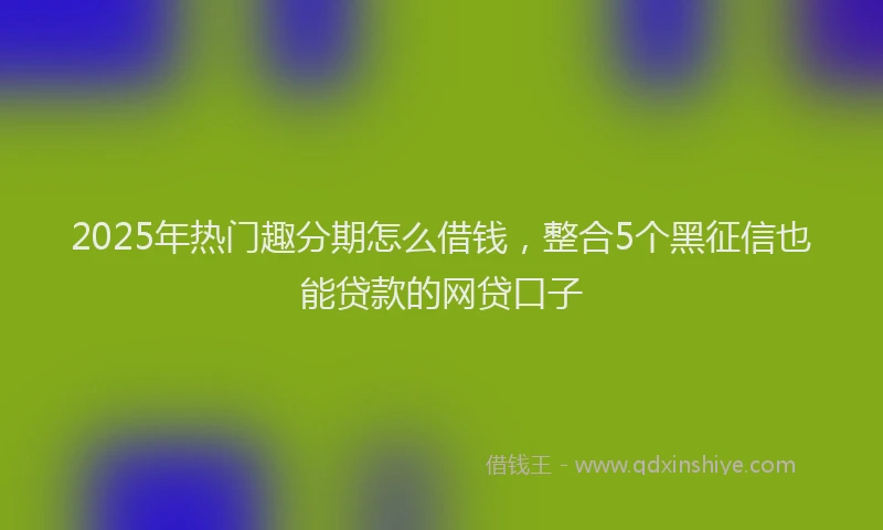 2025年热门趣分期怎么借钱，整合5个黑征信也能贷款的网贷口子