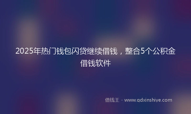 2025年热门钱包闪贷继续借钱，整合5个公积金借钱软件