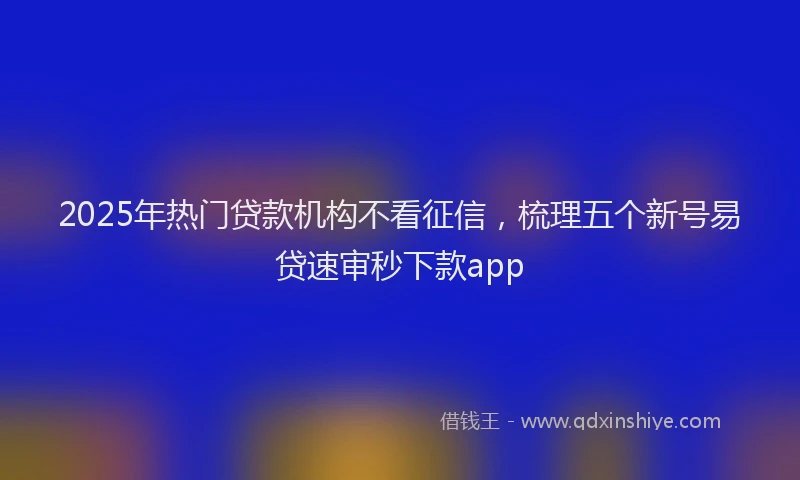 2025年热门贷款机构不看征信,梳理五个新号易贷速审秒下款app