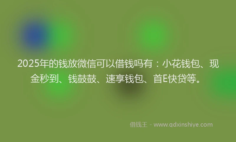2025年的钱放微信可以借钱吗有：小花钱包、现金秒到、钱鼓鼓、速享钱包、首E快贷等。