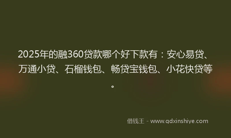 2025年的融360贷款哪个好下款有：安心易贷、万通小贷、石榴钱包、畅贷宝钱包、小花快贷等。