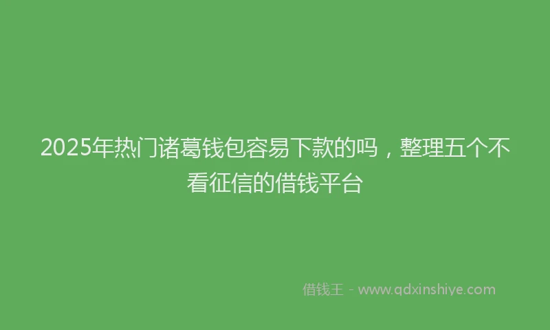 2025年热门诸葛钱包容易下款的吗，整理五个不看征信的借钱平台