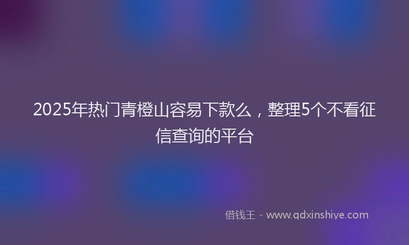 2025年热门青橙山容易下款么，整理5个不看征信查询的平台