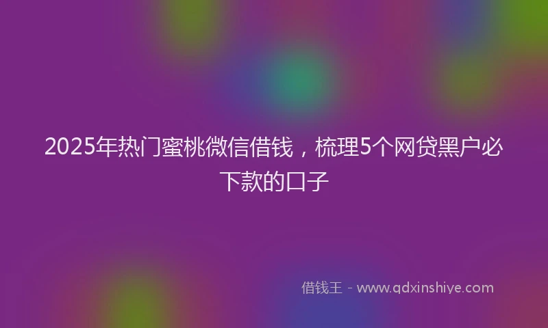 2025年热门蜜桃微信借钱，梳理5个网贷黑户必下款的口子