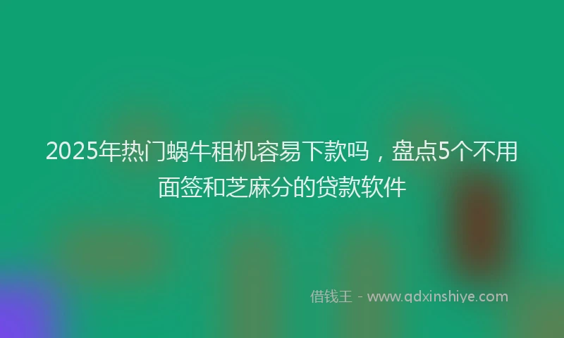 2025年热门蜗牛租机容易下款吗,盘点5个不用面签和芝麻分的贷款软件