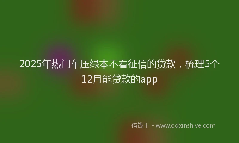 2025年热门车压绿本不看征信的贷款,梳理5个12月能贷款的app