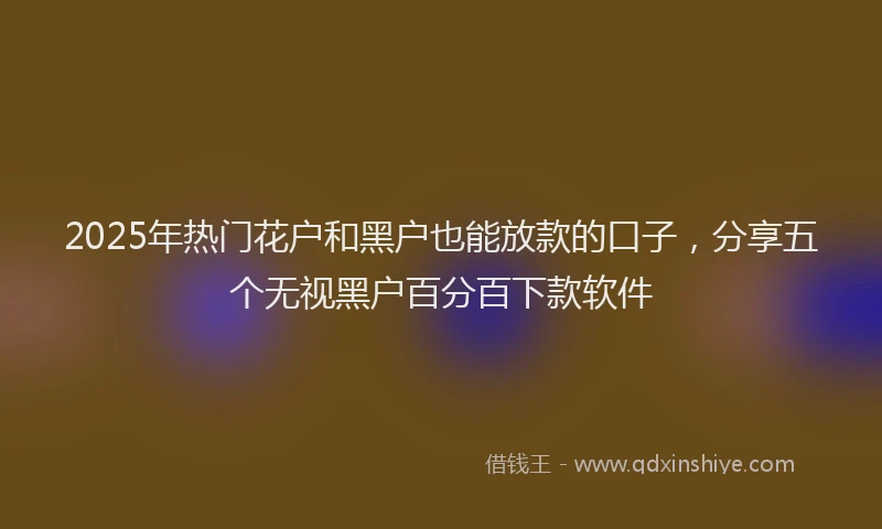 2025年热门花户和黑户也能放款的口子，分享五个无视黑户百分百下款软件