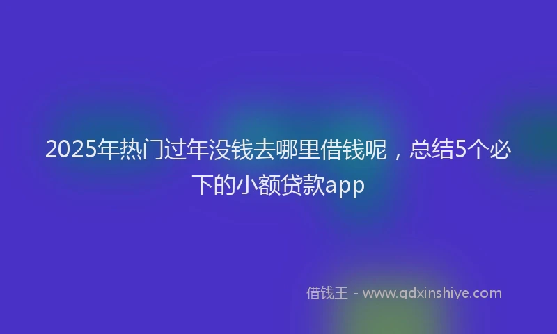 2025年热门过年没钱去哪里借钱呢,总结5个必下的小额贷款app
