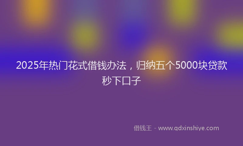 2025年热门花式借钱办法，归纳五个5000块贷款秒下口子