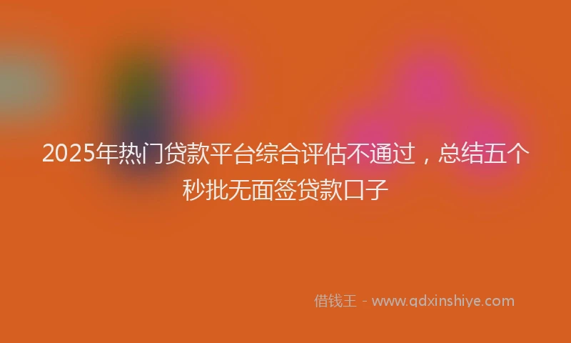 2025年热门贷款平台综合评估不通过,总结五个秒批无面签贷款口子