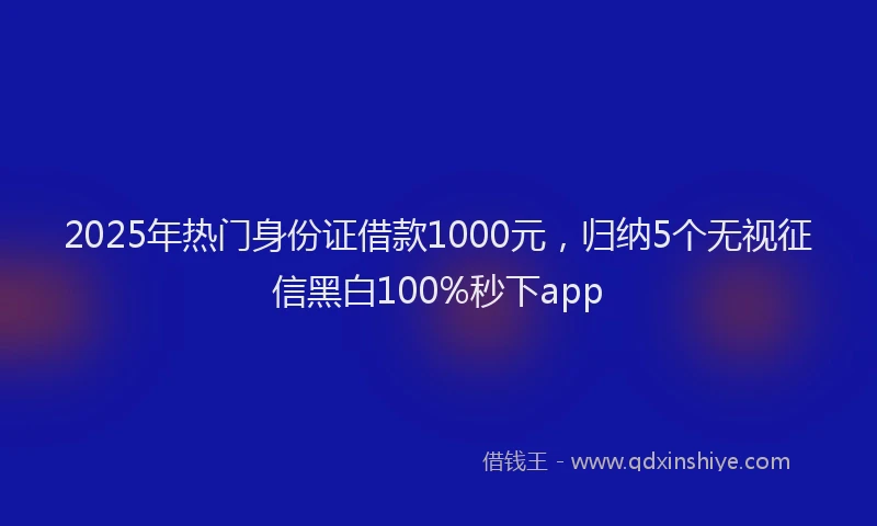 2025年热门身份证借款1000元，归纳5个无视征信黑白100%秒下app