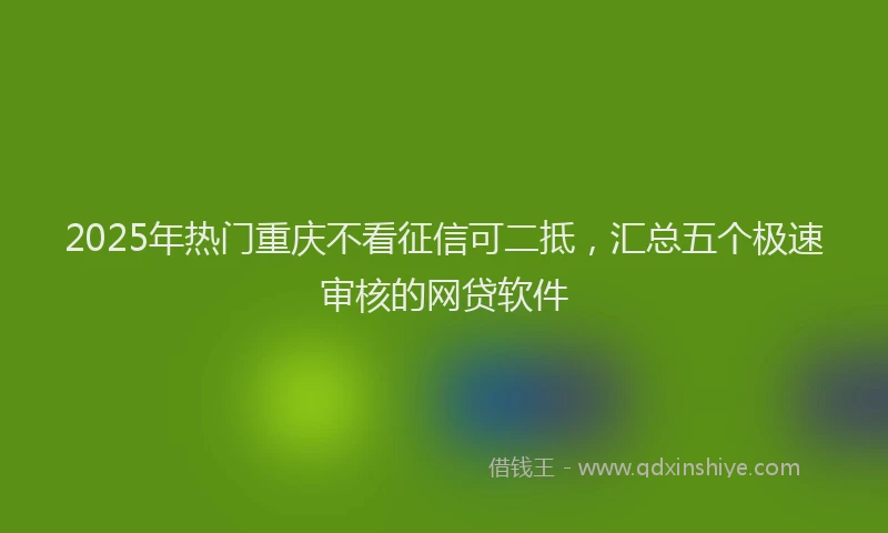 2025年热门重庆不看征信可二抵,汇总五个极速审核的网贷软件