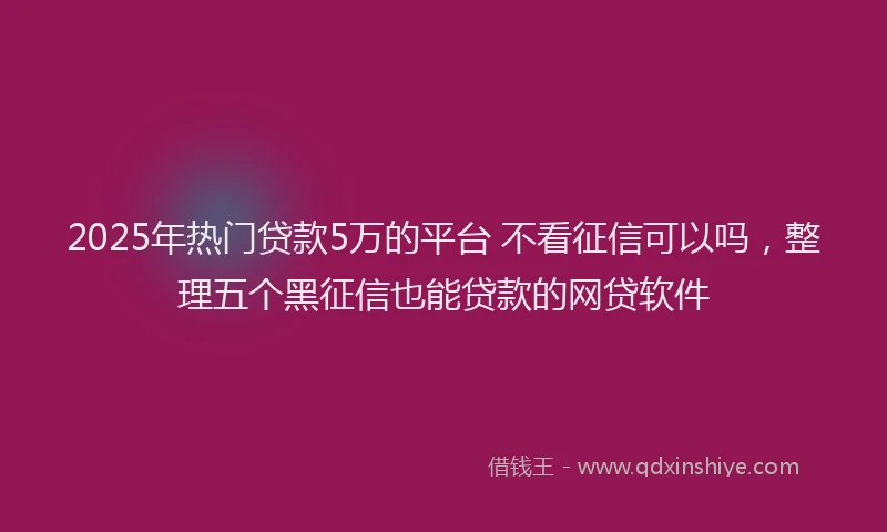 2025年热门贷款5万的平台 不看征信可以吗，整理五个黑征信也能贷款的网贷软件