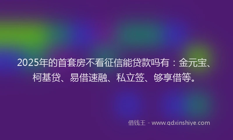 2025年的首套房不看征信能贷款吗有:金元宝、柯基贷、易借速融、私立签、够享借等。