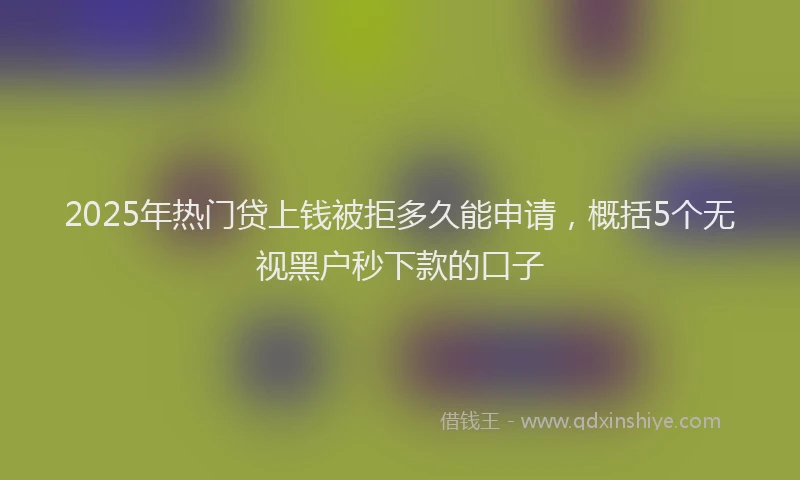2025年热门贷上钱被拒多久能申请，概括5个无视黑户秒下款的口子