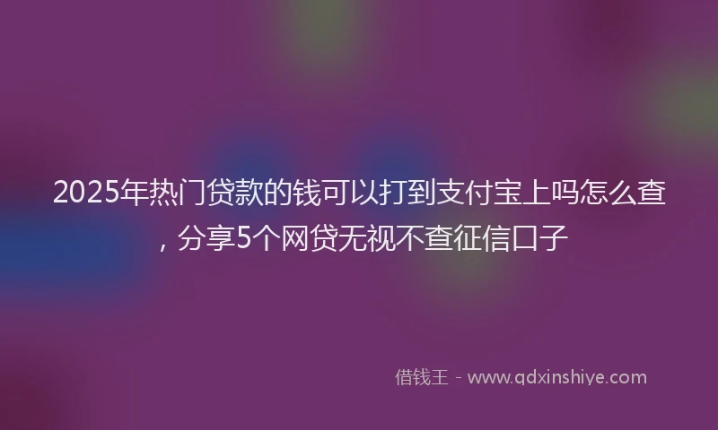 2025年热门贷款的钱可以打到支付宝上吗怎么查,分享5个网贷无视不查征信口子