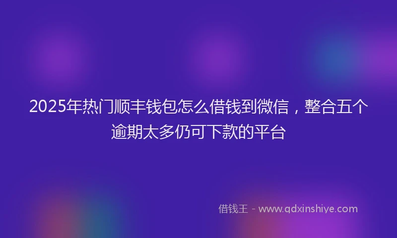 2025年热门顺丰钱包怎么借钱到微信，整合五个逾期太多仍可下款的平台