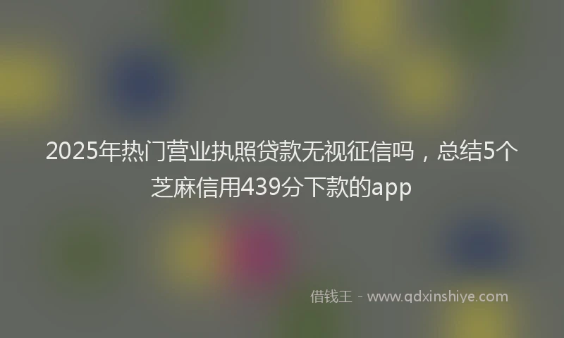 2025年热门营业执照贷款无视征信吗，总结5个芝麻信用439分下款的app