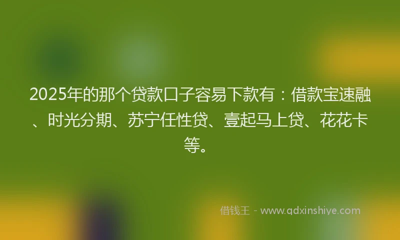 2025年的那个贷款口子容易下款有：借款宝速融、时光分期、苏宁任性贷、壹起马上贷、花花卡等。