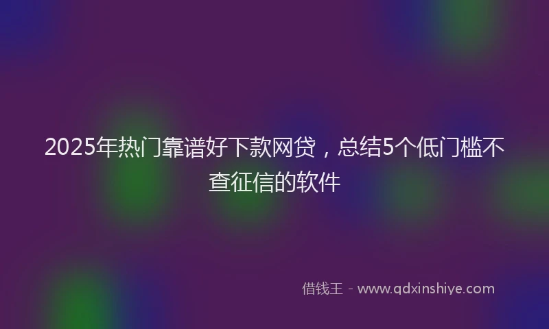 2025年热门靠谱好下款网贷，总结5个低门槛不查征信的软件