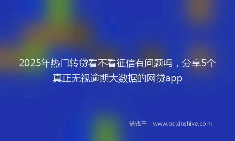 2025年热门转贷看不看征信有问题吗,分享5个真正无视逾期大数据的网贷app